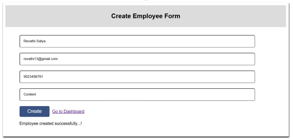 Create Employee Create employee form