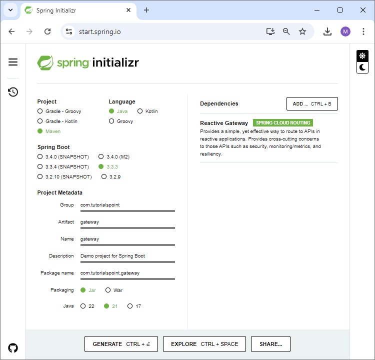 Creating Gateway Server Application
